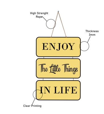 Enjoy The Little Things In Life Wooden Wall Hanging | Motivational Quote Art Printed Wall Decor | Wall Hanging for Restaurant, Café, Office Décor, Modern Wall Decorative Wall Hanging